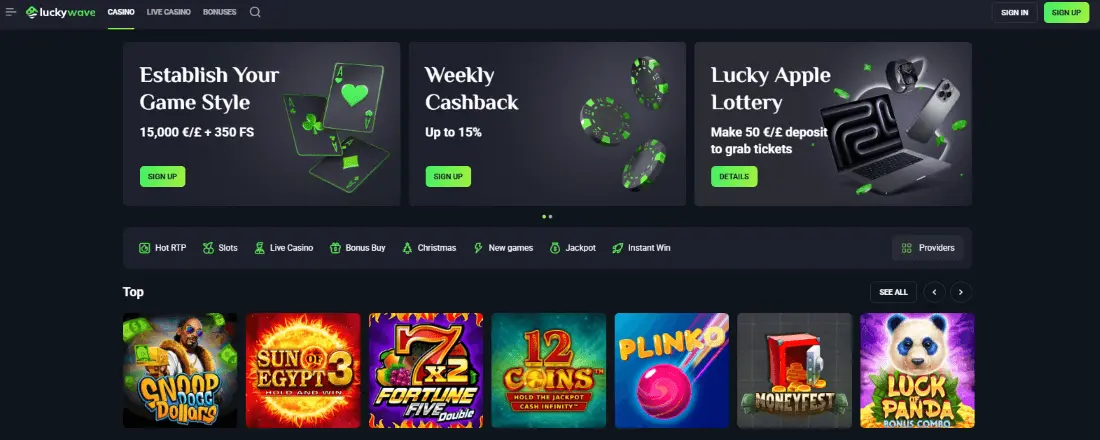Luckywave Casino – Het ultieme online casino voor Nederlandse spelers image 1